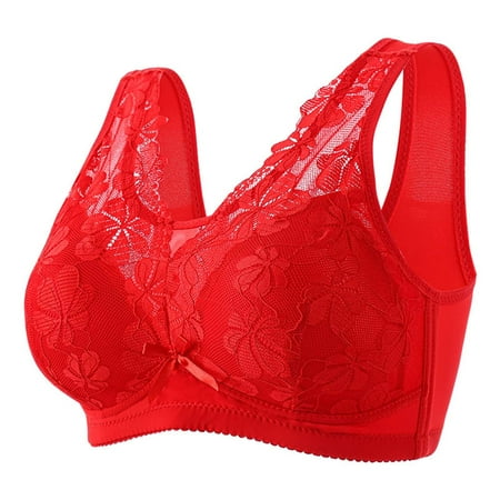 Tumotour Full Coverage Bras For Women Without Steel Ring Gathering Lace Pattern Gauze Covering Nursing Bra Solid Color Oversized Soft Breathable Embroidered Glossy Comfortable Bra
