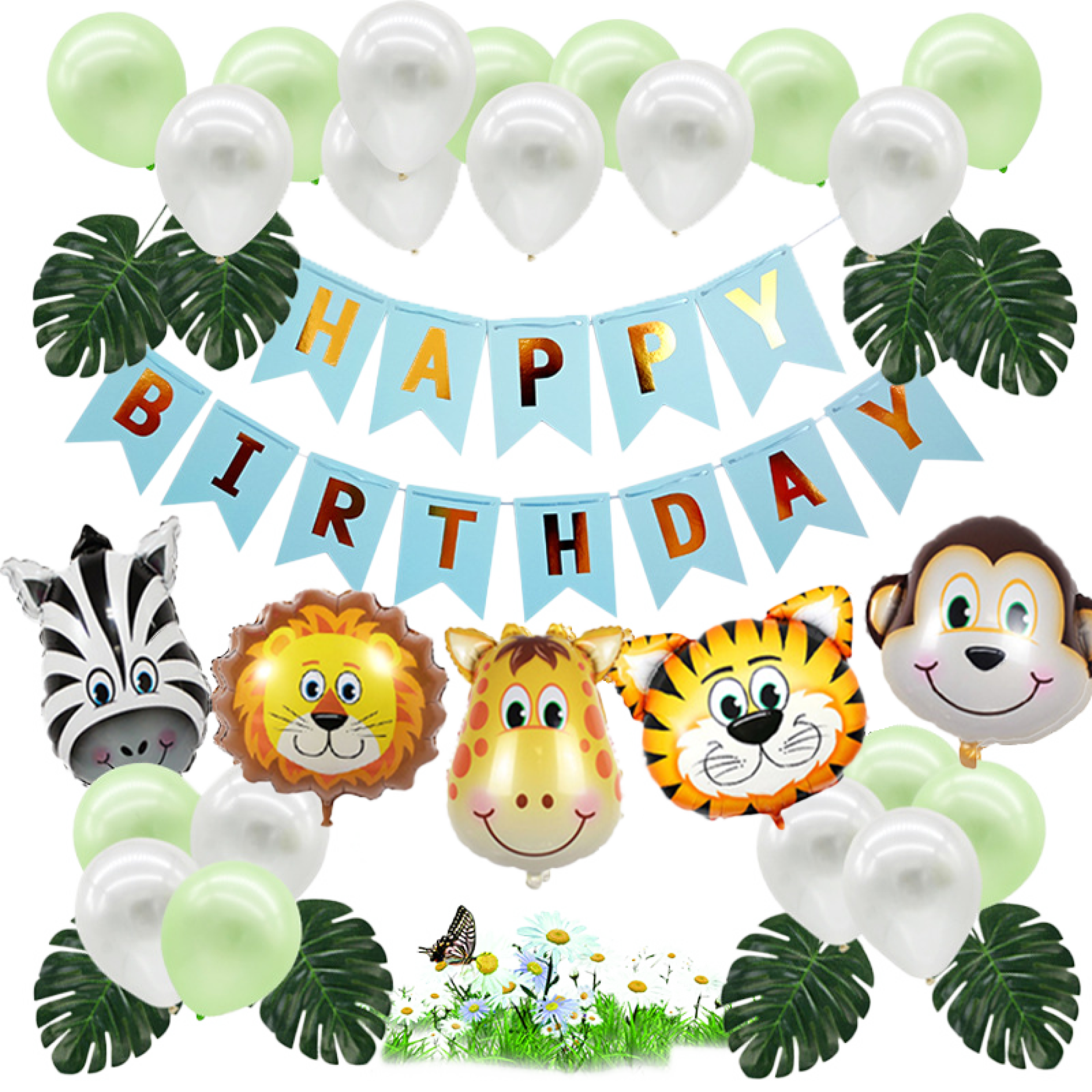 HAPPY 1st BIRTHDAY Jumbo Letter Banner Kit Over 10 Ft. Long W/zoo