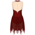 thumbnail image 4 of Doomiva Womens Shiny Rhinestone Sleeveless Figure Skating Dance Dress Ballet Leotard Dancewear Burgundy XL, 4 of 7