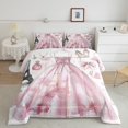 thumbnail image 2 of Ensemble de Literie Rose Mode Robe Girly Tour Eiffel Paris Ensemble de Couette Romantique Thème Maquillage Literie Ensembles de Couette Rose Vif Filles Talons Hauts Noirs Imprimé Insert de Couette Imprimé Parfum Couette Simple, 2 of 6