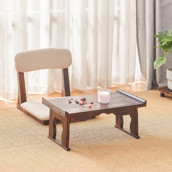 Japanese Floor Table Small Coffee Tea Altar for Meditation Low Wood Bed Tray With Foldable Legs Laptop Desk
