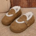 thumbnail image 5 of Women’s Fuzzy Lined Platform Mary Jane Shoes, Round Toe Suede Winter Warm Loafers, Adjustable Buckle Strap Non‑Slip Chunky Sole Cozy Slip‑On Shoes, 5 of 6