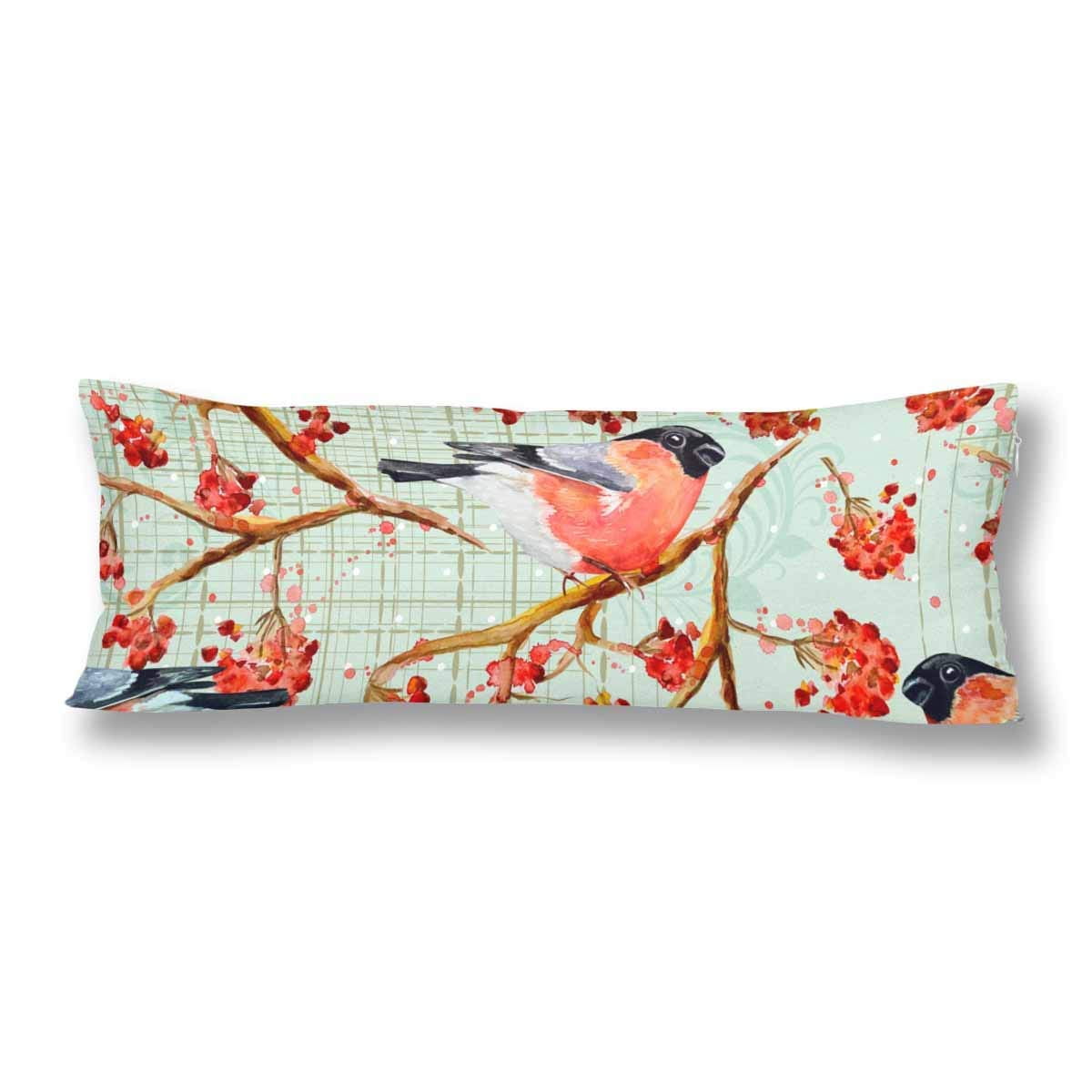 Gckg Vintage Cute Birds Red Flower Watercolor Pillow Covers