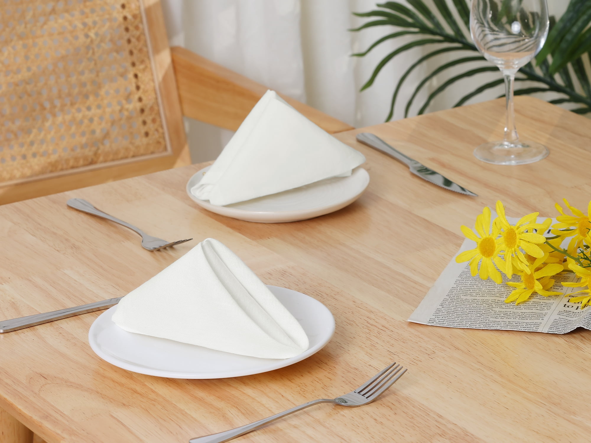 Unique Bargains 6 Pack Linen Napkins Great Napkins for Party Wedding Dinner Banquet White