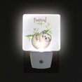 thumbnail image 3 of FYBTO Set of 2 Vibrant Watercolour Four Leaf Clover Irish Shamrock On Teal Patchwork Texture St Patricks Day Auto Sensor LED Dusk to Dawn Night Light Plug in Indoor for Adults, 3 of 5