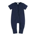 thumbnail image 1 of Gibobby Mamelucos para bebe niño polar Mono de manga corta para bebé y niña, mono de verano con cremallera bidireccional para niño pequeño, chaqueta sin para bebé(Marina, 12-18 Meses), 1 of 5