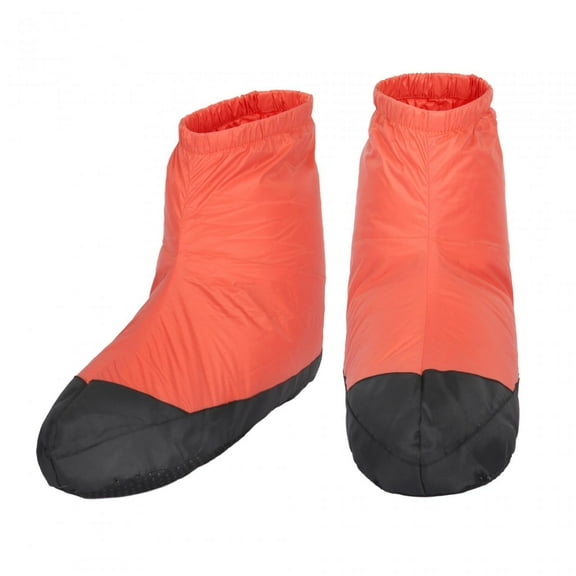 Pitycbo Down Booties Slippers Non-Slip Windproof Thermal Slippers Warm Tent Socks zas de Red Color L