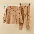 thumbnail image 2 of Lmnyox Kid's Long Sleeve Underwear Set Print 2 Piece Outfits Crew Neck Tops and Pants Set Comfy Loungewear, 2 of 6