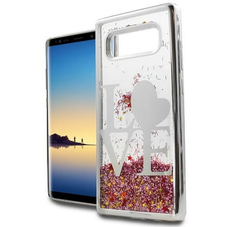 GSA Liquid Glitter TPU Love For Samsung Galaxy Note 8 Silver