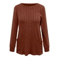 thumbnail image 4 of idosla Long Sleeve Shirts for Women Long Sweaters with Pockets Tunic Tops Loose Fit (Brick Red, M), 4 of 4