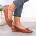 thumbnail image 5 of Hurxie Flats for Women Pointed Toe Leather Comfortable Flats Shoes Slip on Bow Wedding Dress Ballet Shoes Brown, 5 of 7