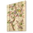 thumbnail image 2 of Designart 'Tree With Colorful Birds Sitting On Flowering Branches' Traditional Print on Natural Pine Wood, 2 of 5