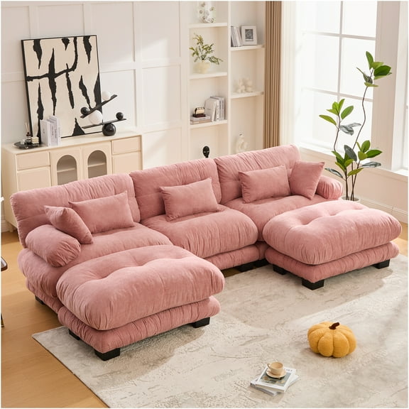 JERFIT Modern Chesterfield Sofa 3 Seater for Living Room, Velvet Upholstery with Diamond Tufted Back and Pillows
