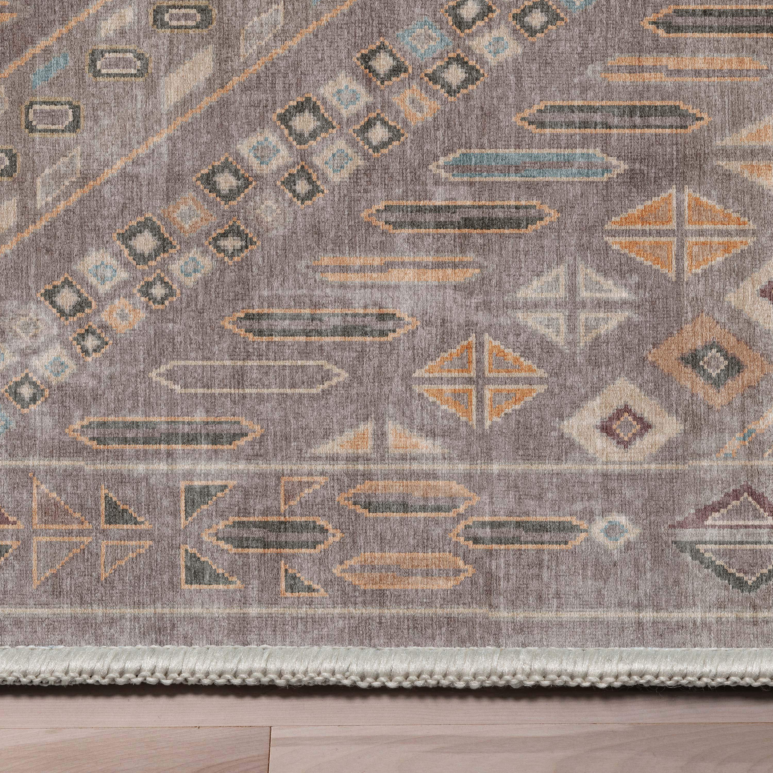 Well Woven Asha Anya Vintage Tribal Grey 3'11" x 5'3" Machine Washable Area Rug