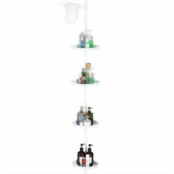 Trilenars 4-Tier Corner Shower Caddy Tension Pole in White,White