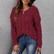 thumbnail image 5 of Suéter de cuello en V para mujer, otoño/invierno, nuevo, suéter holgado con capucha y cuello de punto con giros de masa espesa., 5 of 7
