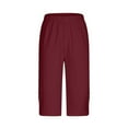 thumbnail image 7 of Oplxuo Women's Capri Dress Pants High Waisted Slacks Stretchy Button Decor Business Casual Cropped Office Pants, 7 of 7
