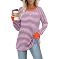 thumbnail image 2 of HAiming Womens Tunic Tops Striped Long Sleeve Round Neck Thumb Hole Shirts 2025 Fall Casual Loose Comfortable Blouse, 2 of 7