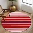 thumbnail image 3 of Red Striped Round Area Rug 6 FT, Non Slip Bedroom Rugs, Modern Minimalist Gradient Lines Country Washable Soft Circular Carpet Non-Shedding Floor Mat for Kitchen Dining Room Home Office Kids Room, 3 of 8