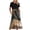 ☪141-Khaki, variant on Floral Maxi Dresses for Women Long Flowy Swing Short Sleeve Dress Elegant Patchwork Ruffle Tiered Modest Church Dress