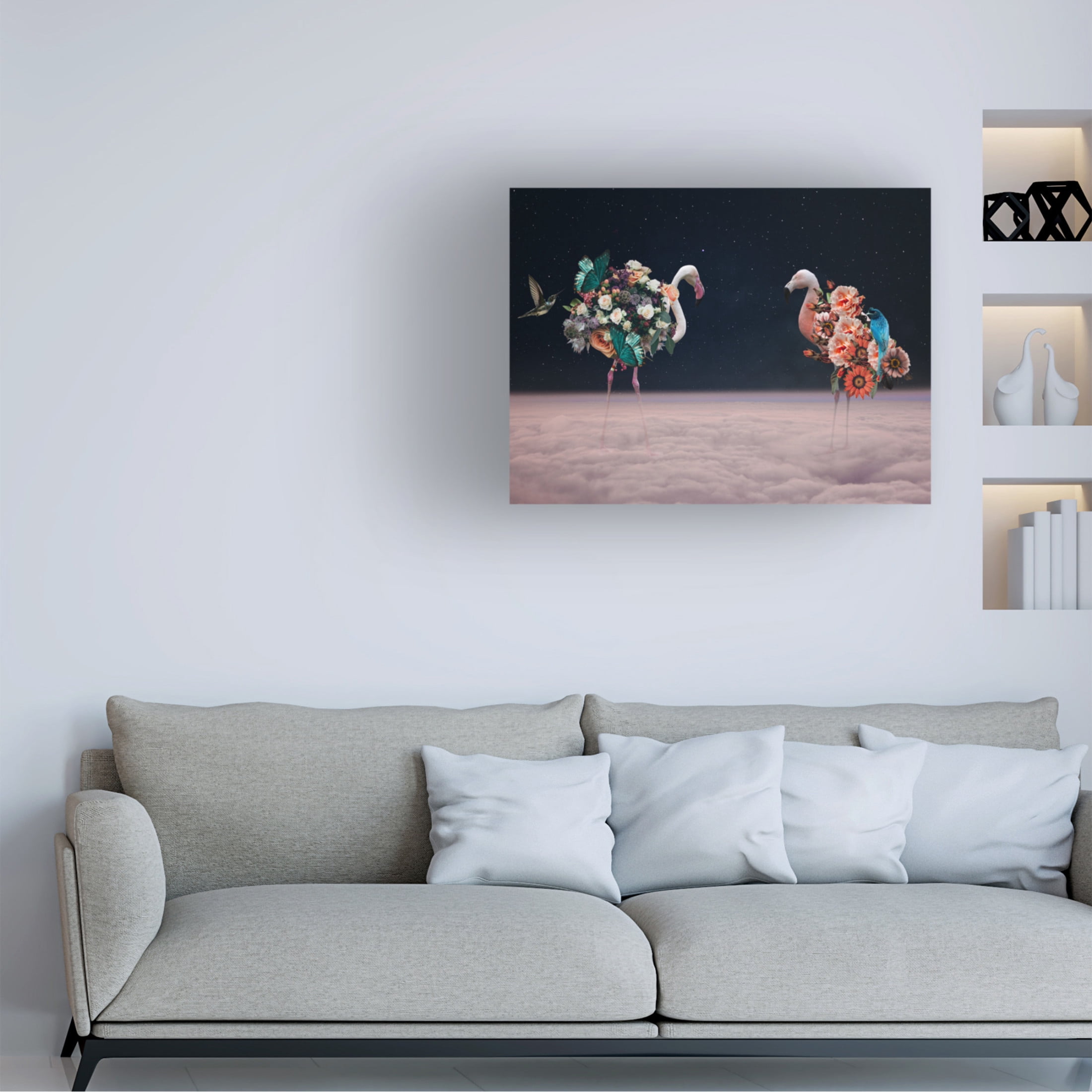 Trademark Fine Art Salome Zhividze  Flamingos Canvas Wall Art