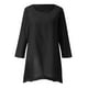 thumbnail image 2 of Gibobby Blusa Manga Larga Mujer Blusa holgada de lino con dobladillo irregular de manga larga de talla grande para mujer, blusa tipo túnica de verano para mujer（Negro， XL), 2 of 5