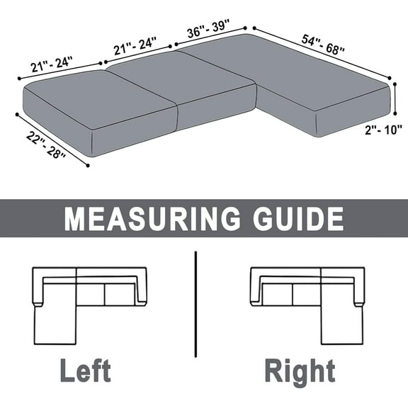 Sectional Couch Covers for 3-Piece Cushion Velvet L Shape Stretch Sofa Slipcover with Pillowcases - Dark