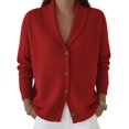 thumbnail image 4 of MSJUHEG Baggy Cardigan Collared Blazer Crop Cardigan Sweater Cropped Knit Cardigan Sweaters Plus-size-sweaters for Women's Cardigans Red M, 4 of 5