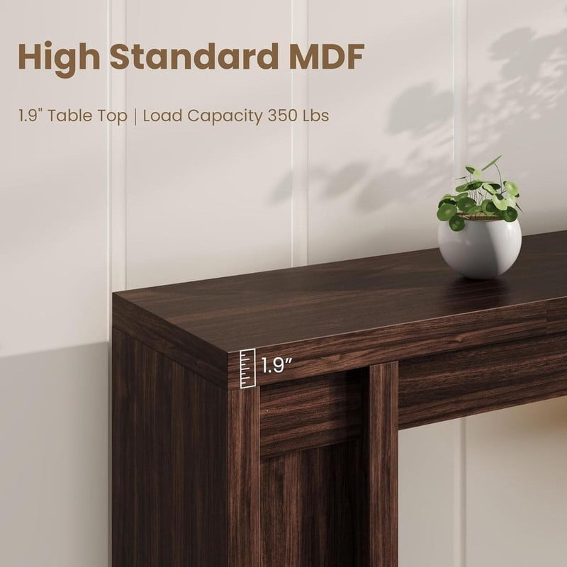 Console Table with 2 Drawers and Shelves, 70-Inch Extra Long Sofa Table for Living Room, Farmhouse Entryway Table with Storage, Narrow Hallway Accent Furniture, Cherry Wood Finish