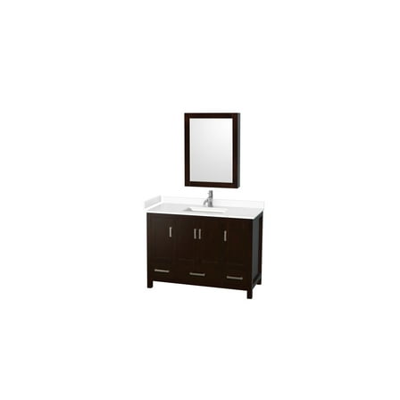 48" Bathroom Vanity Set - Espresso Finish, Marble Top, Sink & Cabinet