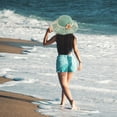 thumbnail image 5 of 56-58cm hat circumference female summer sunshade fisherman hat straw hat beach basin hat and straw bag set - Mint green, 5 of 5