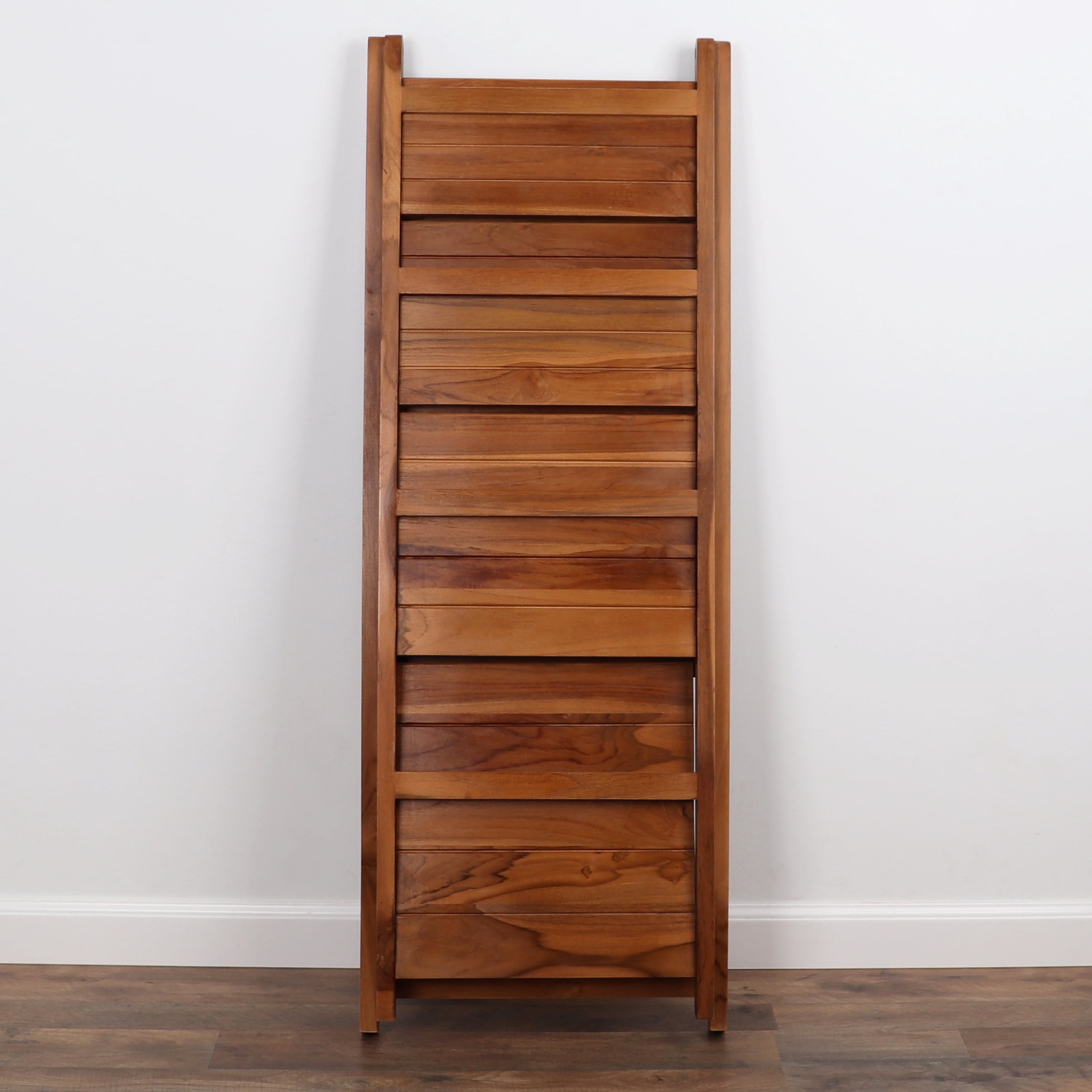 Milltown Merchants Teak Ladder Shelf - Wooden Folding Bookcase (Teak)