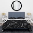 thumbnail image 3 of Designart "Silver Accents In Deep Black Elegance" Abstract Bedding Covert Set - Modern & Contemporary Bed Set With 2 Shams, 3 of 5