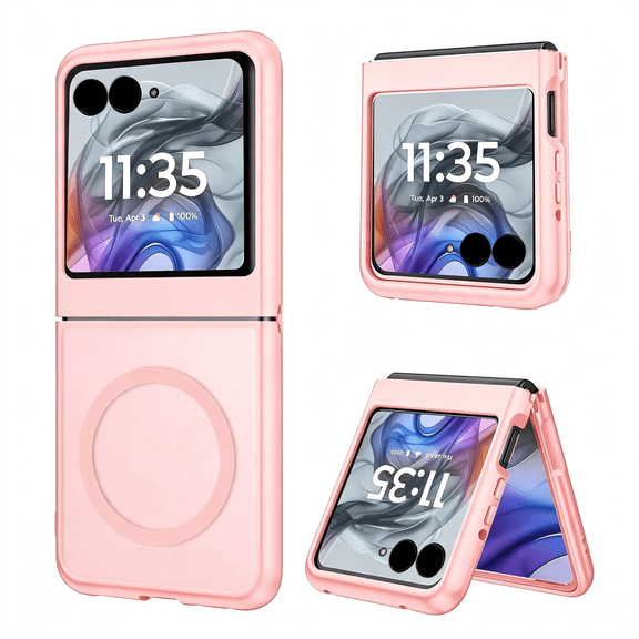 HBMYN Case for Razr 2026/Razr 2025/Razr 2024 Mganetic Cover Razr 2026/Razr 2025/Razr 2024 Phone Case,Slim-Fit Hard Pc Bumper Shockproof Silicone Protective Cases,Pink