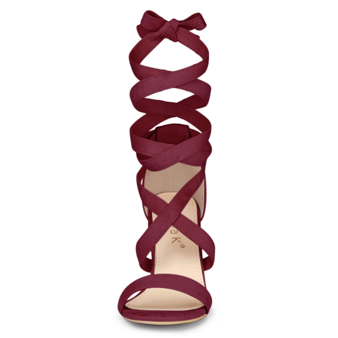 DARING DIVA Stylish Women's Lace Up Block Heels Sandals Burgundy 8