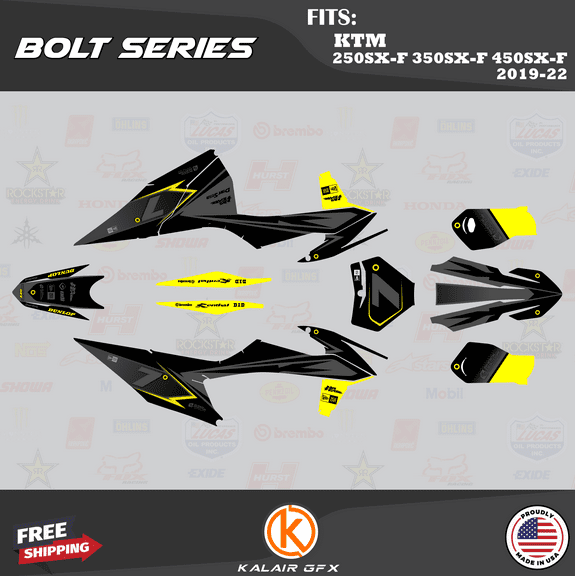 Kalair GFX Graphics Kit for KTM Motocross 4-STROKE 250SX-F, 350SX-F and 450SX-F (2019-2022) Bolt Series
