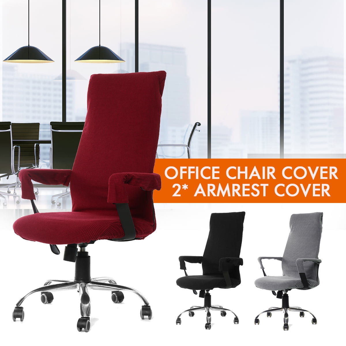 Details about   2Pieces Office Chair Armrest Cover Elastic Removable Chair Arm Covers Black 