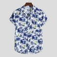 thumbnail image 3 of POTETI Summer Shirts for Men Beach Hawaiian Tropical Casual Short Sleeve Button Down Shirt Tops, 3 of 9