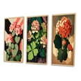 thumbnail image 3 of Designart "Retro Geranium Blooming in Red and Green I" Floral Framed Wall Art Set Of 3 - Red Traditional Frame Gallery Wall Set For Home Decor, 3 of 6