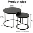thumbnail image 3 of Round Nesting Coffee Table Side Set of 2 End Tables for Living Room Bedroom Balcony,Black Faux Marble Wooden Table 23.6IN Accent Large Coffee Table with Steel Frame, 3 of 5