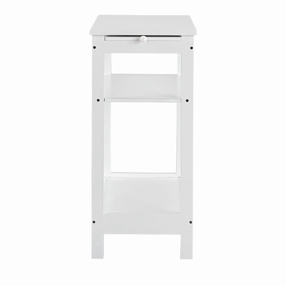 Side Table with Extension Shelf - White