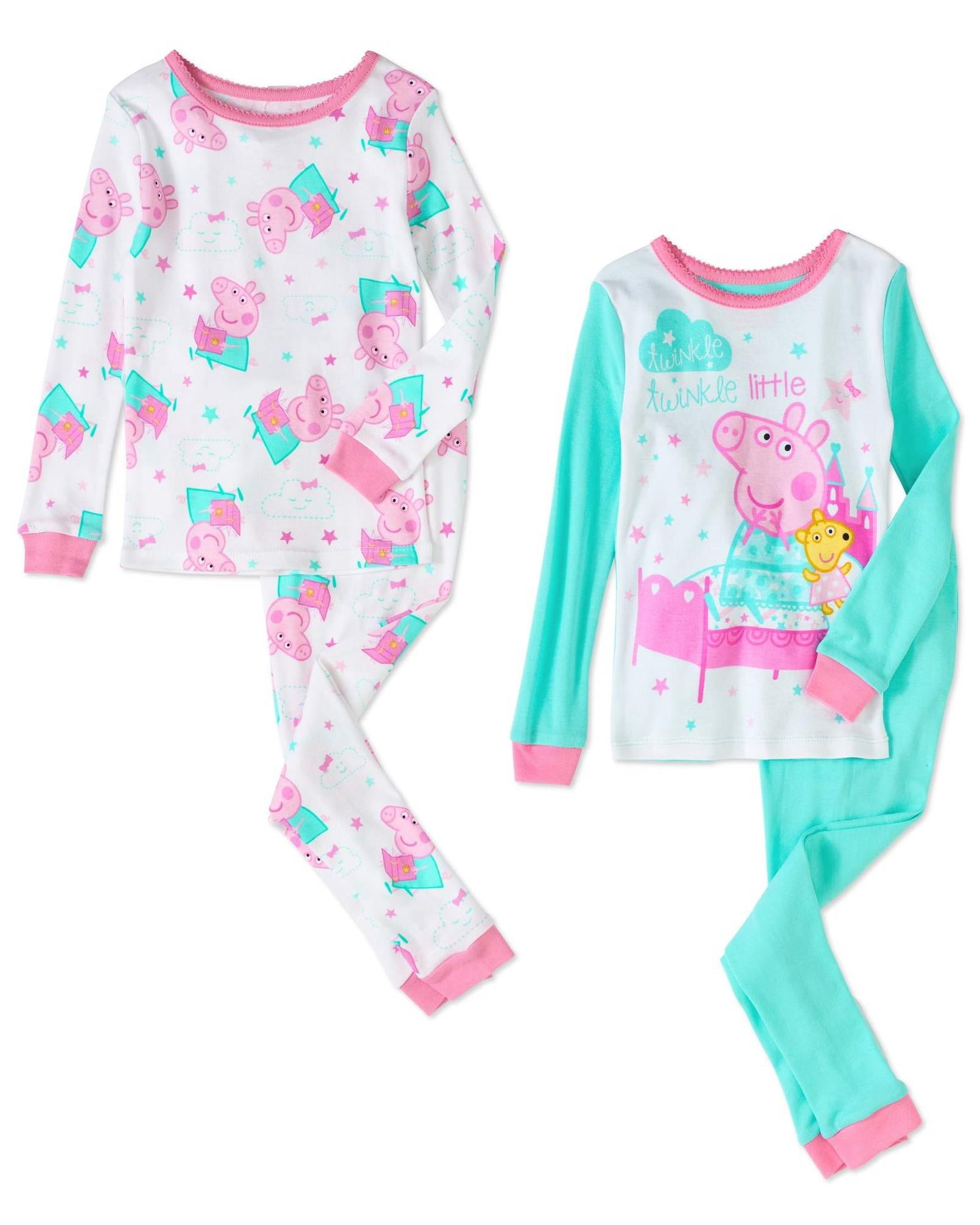 Peppa Pig Toddler Girls 4 pc Pajama Set Sleepwear Story time Twinkle Twinkle Little Star