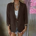 thumbnail image 2 of UYISJ Women's Fall Business Casual Blazers Long Sleeve Notch Lapel Trendy Work Office Blazer Jackets Solid Color Outerwear Brown L, 2 of 6