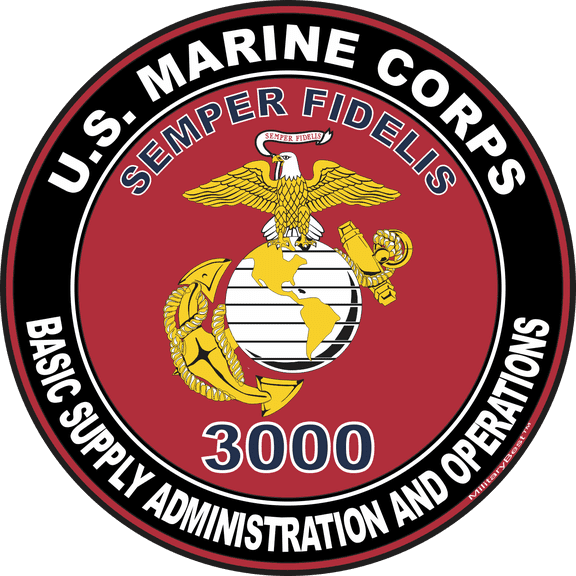 U.S.M.C. MOS 3000 Basic Supply Administration and Operations Decal 3.8" - Red