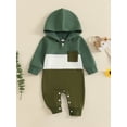 thumbnail image 4 of Elippeo Baby Boy Fall Romper Contrast Color Long Sleeve Hood Full Length Pocket Jumpsuit 3 6 12 18 Months, 4 of 9