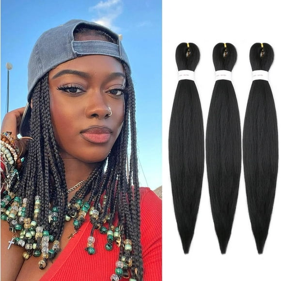 shiyou-#1B Pre Stretched Braiding Hair 12 inch 3 packs Natural Black Braids Hair Straight Prestretched Braids Soft Yaki Texture Synthetic Hair Extensions