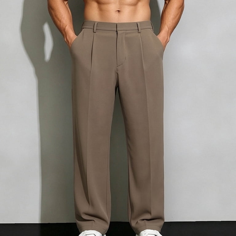 mens silk dress pants Usnsm Men Ice Casual Suit Pant Solid Wide Leg Business Trousers Straight Streetwear Comfortable Oversize Pants Beige Xxxl, Men's Whether youre hitting the gym or lounging at home Peter Christian Men's Tan Deluxe