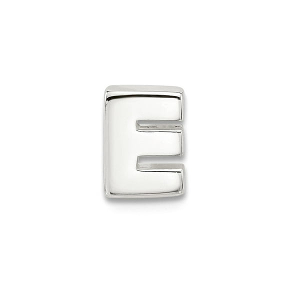 925 Sterling Silver E-coated Letter Name Personalized Monogram Initial E Slide Charm 7.37mm long 2.85mm Thick Pendant Ne