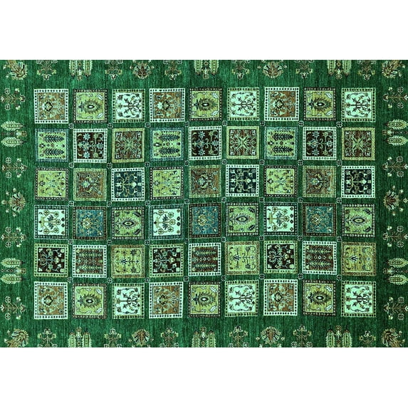 Ahgly Company Machine Washable Indoor Rectangle Abstract Turquoise Blue Modern Area Rugs, 5' x 8'