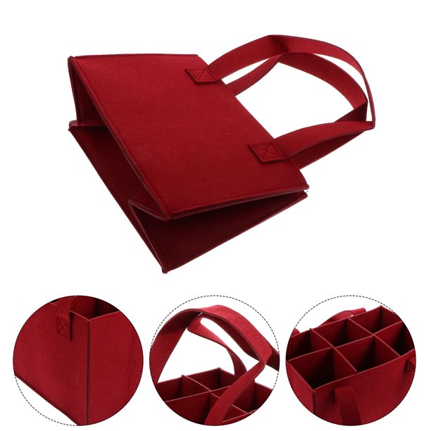 unbranded 1Ud Bolsa Tote De Fieltro Roja Para De Vino Resistente Y Plegable